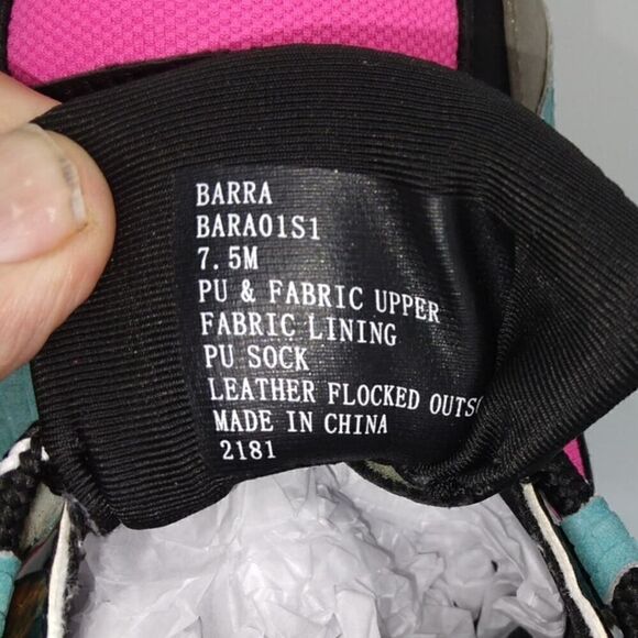 Steve Madden Barra Womens Pre-owned Pink & Green Designer Sneakers - sz. 7 1/2M - Picture 6 of 6